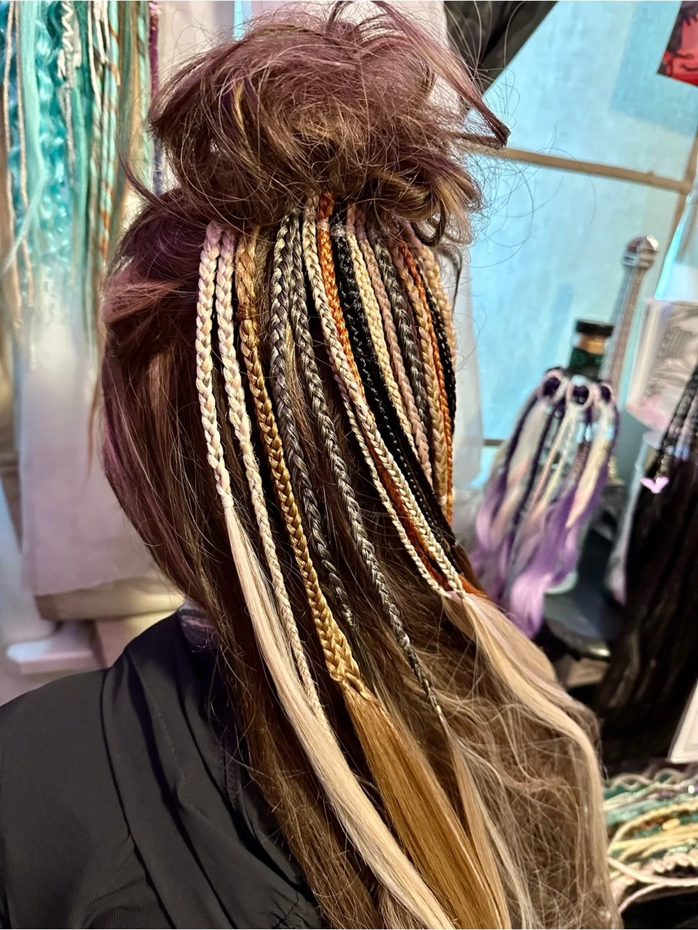 Multi-Tone Braided Hair Extensions - Blonde, Copper, Black & Cream